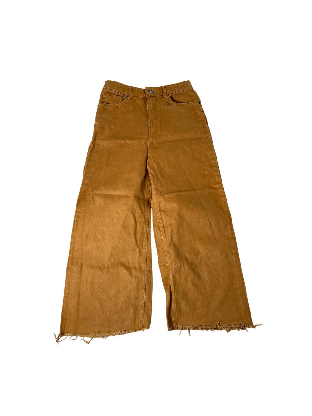 NA-KD Womens Jeans 34 Tan Wide Leg High Waisted